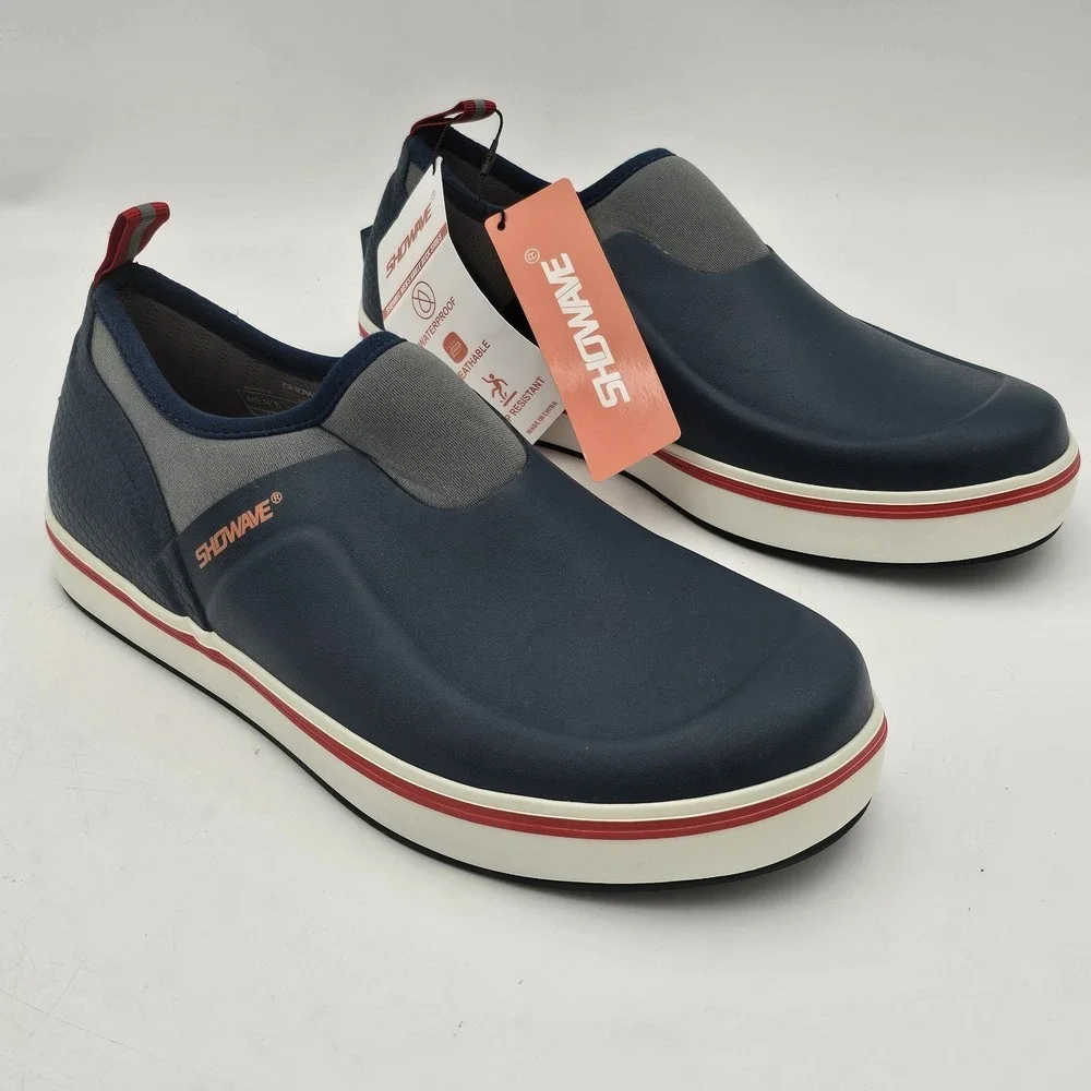 Mens Showave Slipon Deck Shoes Size 10 Blue Waterproof